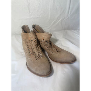 Rebels Leather western Ankle Booties Size 8 Women's Tan Brown Woven Nubuck